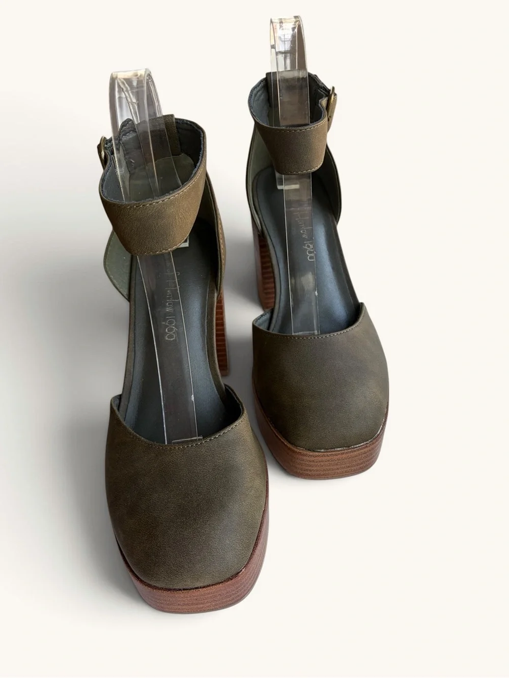 House of Harlow 1960 Olive Ankle-Strap Platform Heels